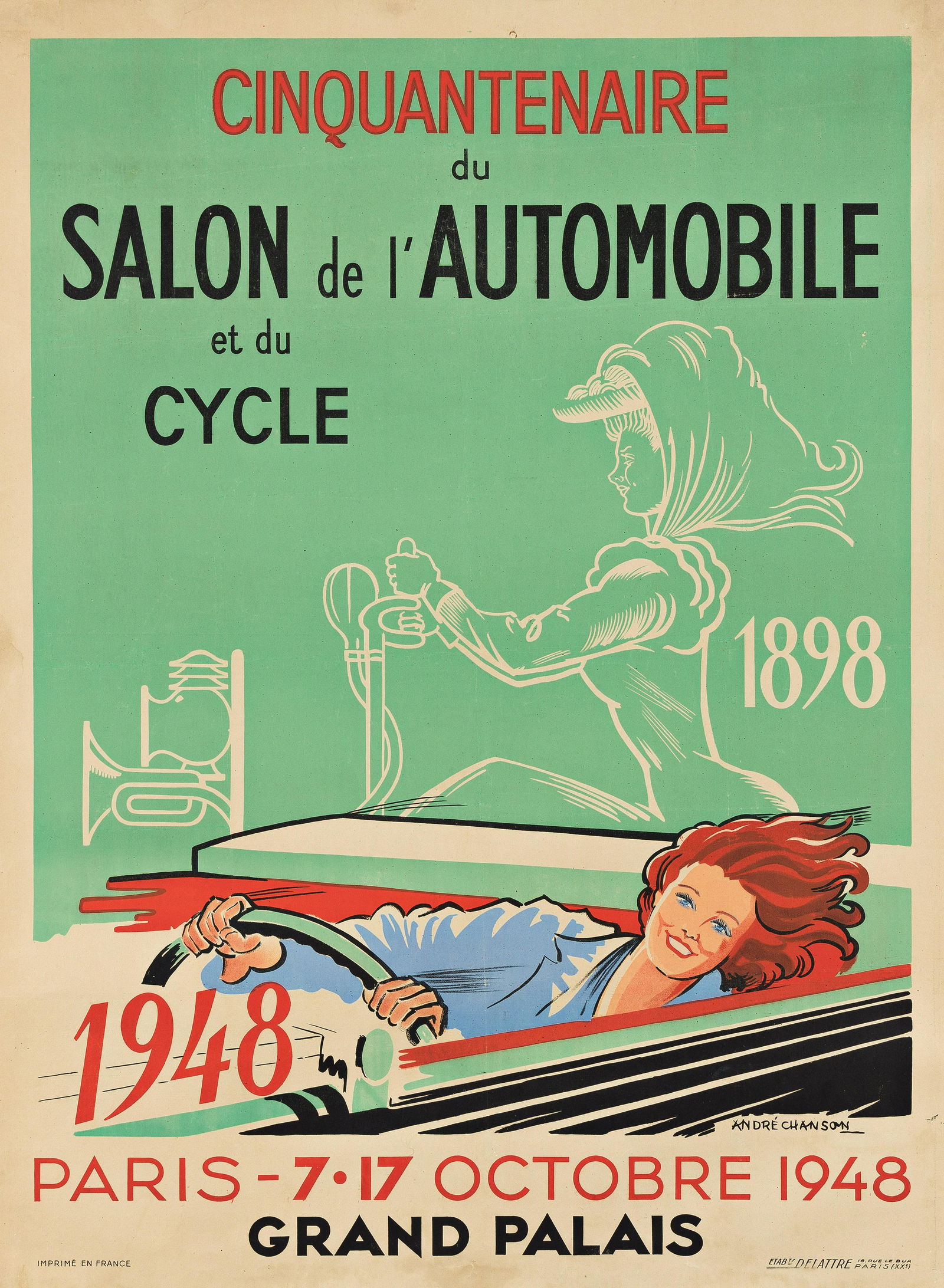 ANDRÉ CHANSON (DATES UNKNOWN).  CINQUANTENAIRE DU SALON DE L'AUTOMOBILE ET DU CYCLE. 1948. (1 of 1)