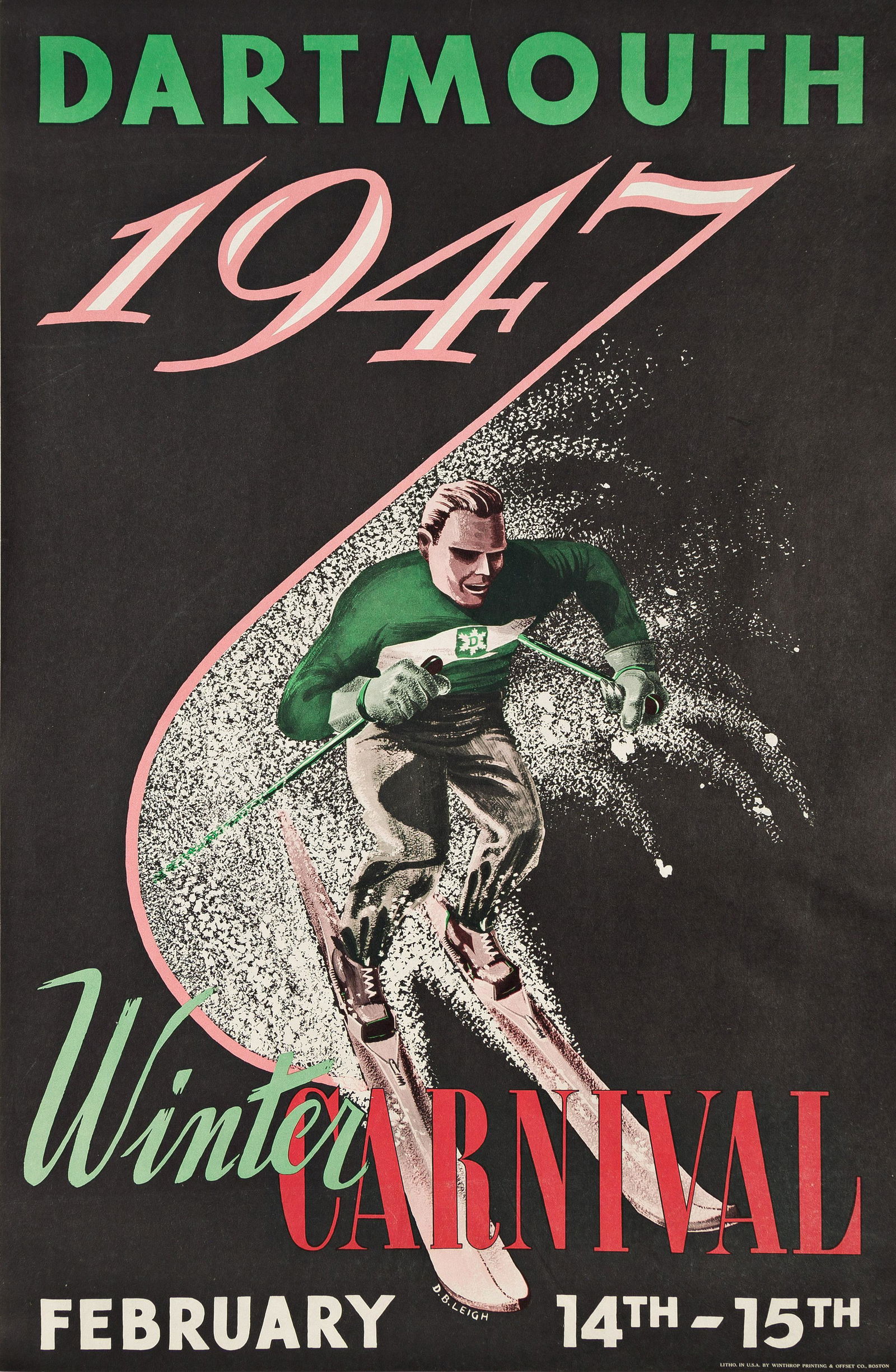 D.B. LEIGH (DATES UNKNOWN).  DARTMOUTH WINTER CARNIVAL. 1947. 33¾x22 inches, 85¾x55¾ (1 of 1)