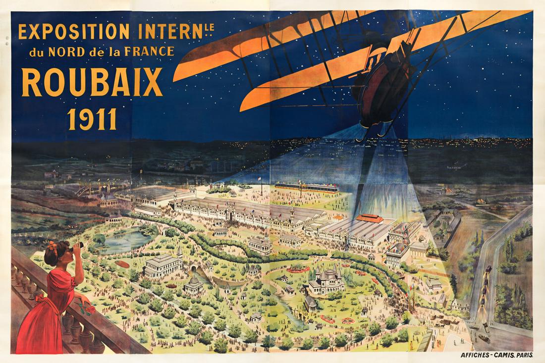 DESIGNER UNKNOWN.  EXPOSITION INTERN'LE DU NORD DE LA FRANCE / ROUBAIX. 1911. 120x180¼ inches, (1 of 1)