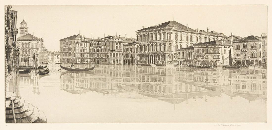 JOHN TAYLOR ARMS Venetian Mirror.: JOHN TAYLOR ARMS Venetian Mirror. Etching, 1935. 162x358 mm; 6x14 inches, full margins. Second state (of 2). Edition of 169. Signed, dated and inscribed "II" in pencil, lower margin. A superb impressi