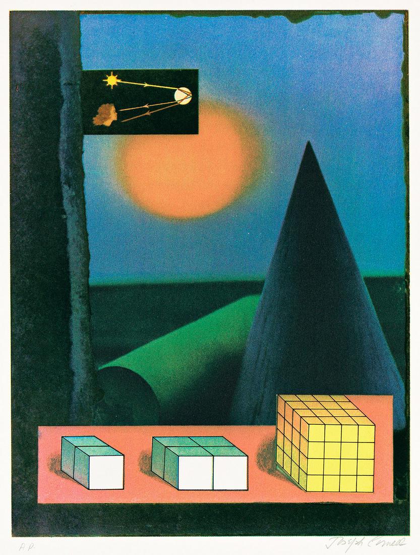 JOSEPH CORNELL How to Make a Rainbow.: JOSEPH CORNELL How to Make a Rainbow. Color screenprint with varnish and stencil, 1972. 366x279 mm; 14½>x11 inches, full margins. Artist's proof, aside from the edition of 125. Signed and inscrib