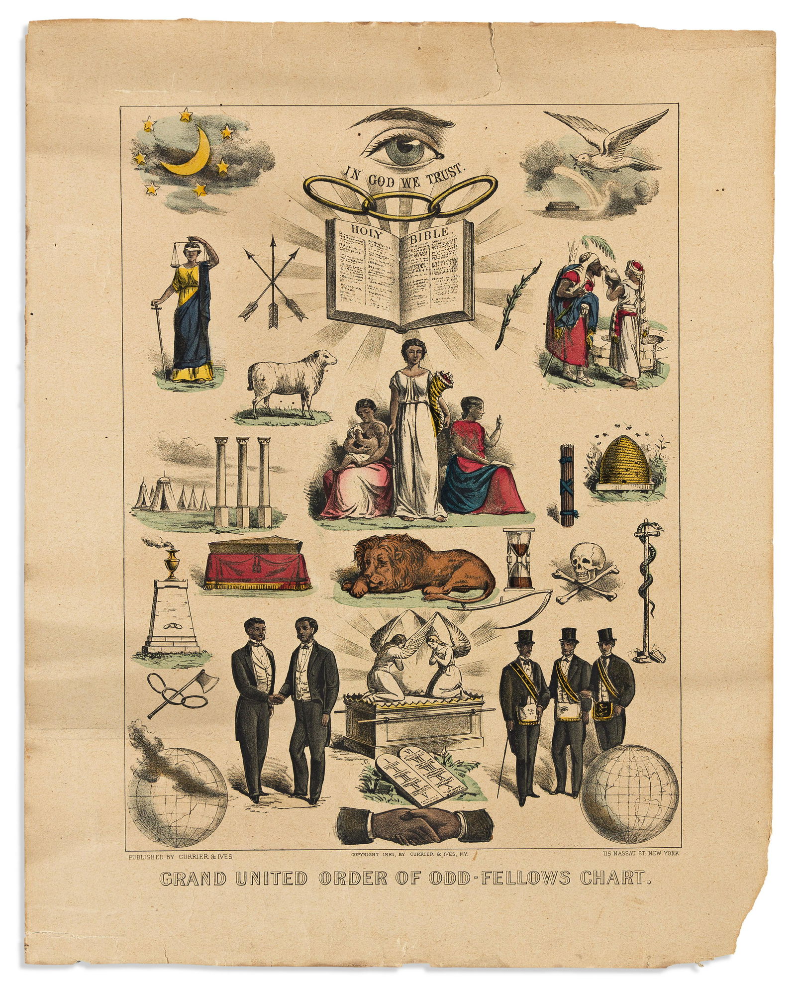 (FRATERNAL.) Grand United Order of Odd-Fellows Chart. (1 of 1)