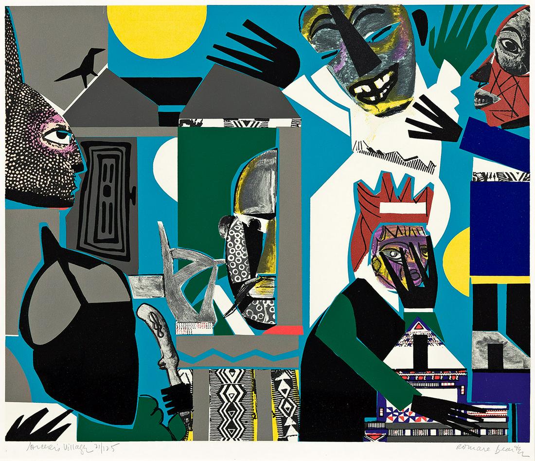 ROMARE BEARDEN (1911 - 1988) Sorcerer's Village (Sorcerer). (1 of 1)