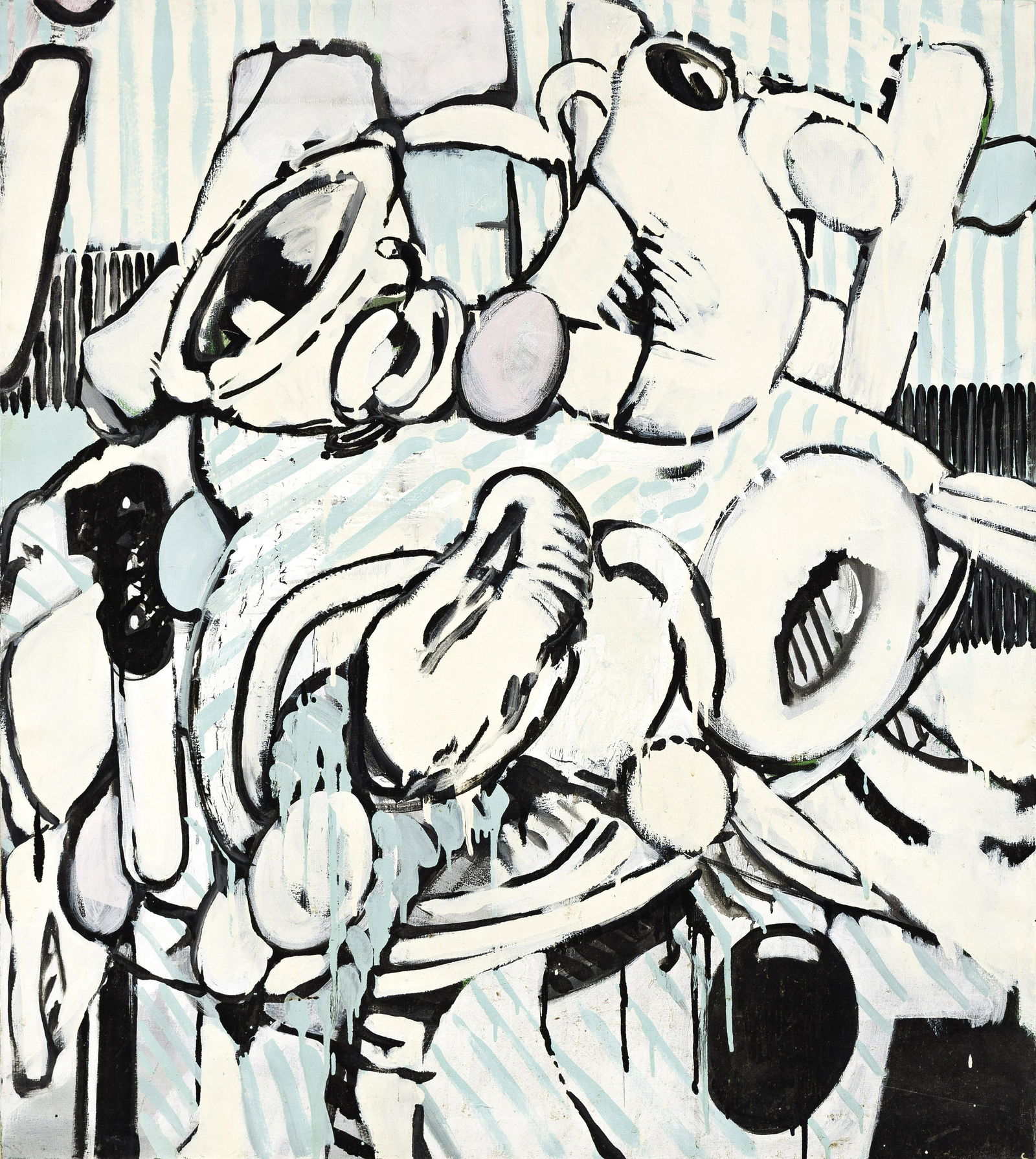 VICTOR H. SPARROW IV (1967 - ) Generic Still Life.: VICTOR H. SPARROW IV (1967 - )Generic Still Life.Oil on cotton canvas, 1989-90. 914x1016 mm; 36x40 inches. Signed, titled, dated "7/89" and inscribed "Lacoste, Fr." in ink, verso.Provenance: private c