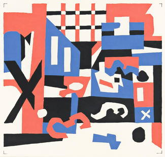 STUART DAVIS Study for a Drawing.: STUART DAVIS Study for a Drawing. Color screenprint, 1955. 187x195 mm; 7x7&#190; inches, full margins. Edition of 100. With the estate stamp on a certificate of authenticity. A superb impression of th