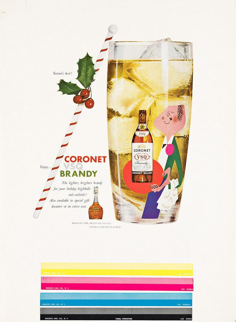 PAUL RAND (1914-1996). [ADVERTISING PROOFS]. Group of 10 sheets. Circa 1940s. Each approximately: PAUL RAND (1914-1996) [ADVERTISING PROOFS]. Group of 10 sheets. Circa 1940s. Each approximately 19 1/2x14 inches, 49 1/2x35 cm. Condition varies, generally A-. Some with tears and creases. Paper. Incl