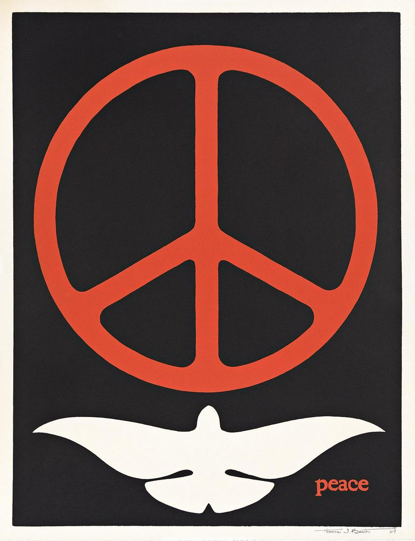 THOMAS W. BENTON (1930-2007). PEACE. Group of 3 posters. 1968-1969. Each approximately 26x20 inches, (1 of 3)