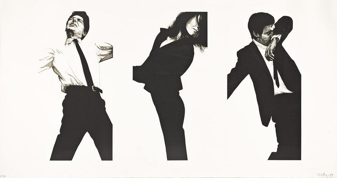 ROBERT LONGO Jules, Gretchen, Mark (state II).: ROBERT LONGO Jules, Gretchen, Mark (state II). Lithograph with embossing on Arches, 1983. 927x1727 mm; 36½x68 inches (sheet), full margins. One of 4 numbered printer's proofs, aside from the edit