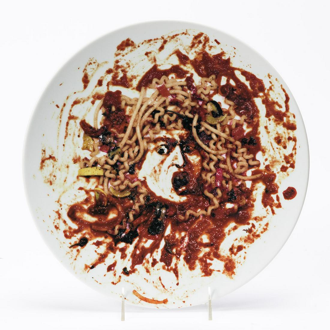 Group of 8 Peter Norton Family Christmas Project multiples.: Group of 8 Peter Norton Family Christmas Project multiples. VIK MUNIZ. Untitled (Medusa Plate), transfer-printed porcelain plate, 1999. Produced by Bernardaud, Limoges * YINKA SHONIBARE. Untitled (Dol