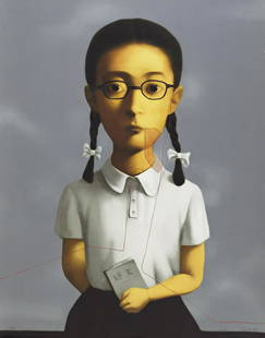 ZHANG XIAOGANG Bloodline Series- Girl.: ZHANG XIAOGANG Bloodline Series- Girl. Color lithograph, 2006. 1385x1049 mm; 54½x41¼ inches (sheet), full margins. Signed, dated and numbered 52/58 in pencil, lower margin. A very good impre