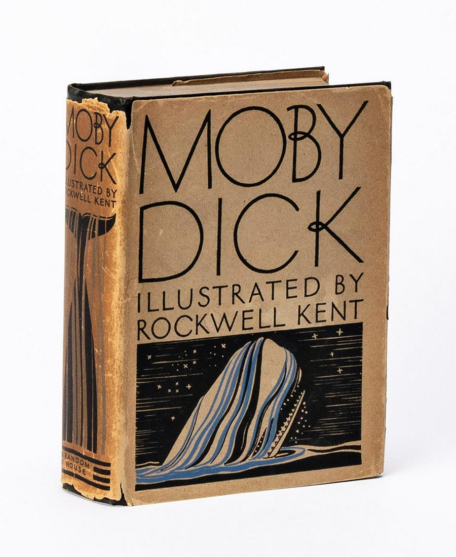(KENT, ROCKWELL.) Melville, Herman. Moby Dick; Or, The Whale.: (KENT, ROCKWELL.) Melville, Herman. Moby Dick; Or, The Whale. Illustrated by Rockwell Kent. 8vo, original black cloth stamped in silver, pictorial dust jacket; spine panel darkened with shallow chippi