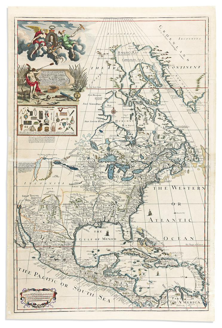 (NORTH AMERICA.) George Willdey. To His Sacred & Most Excellent Majesty George,: (NORTH AMERICA.) George Willdey. To His Sacred & Most Excellent Majesty George, by the Grace of God King of Great Britain, France and Ireland &c. this Map of North America (Corrected from the Latest D