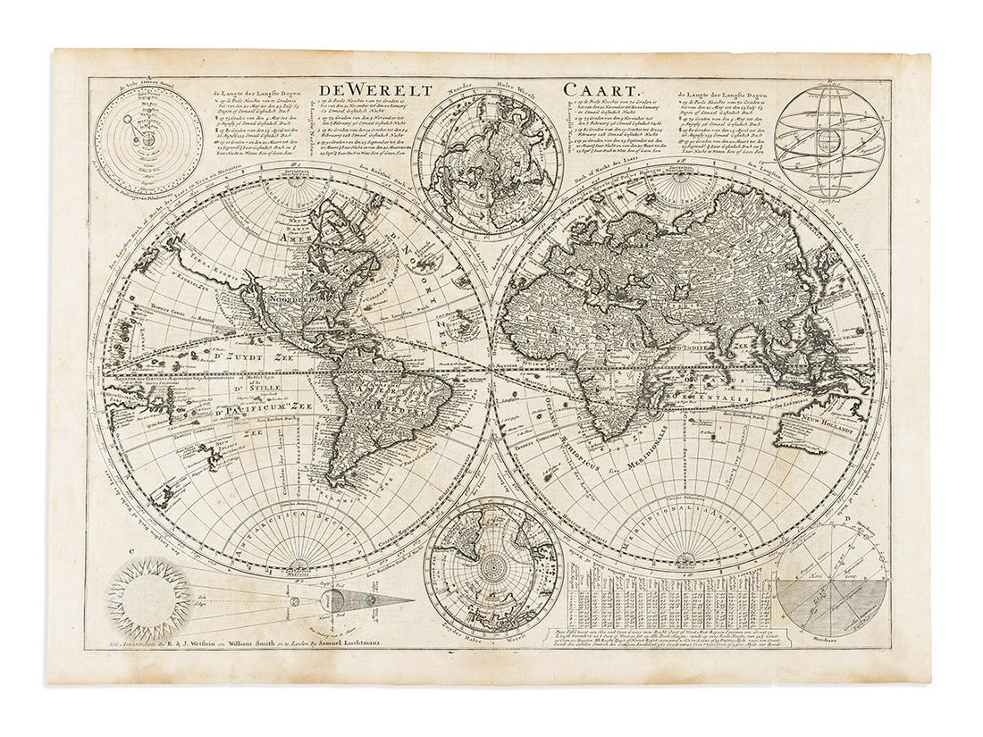 (WORLD.) R. & J. Wetstein, et al.; after Cornelis Danckerts. De Werelt Caart. (1 of 1)