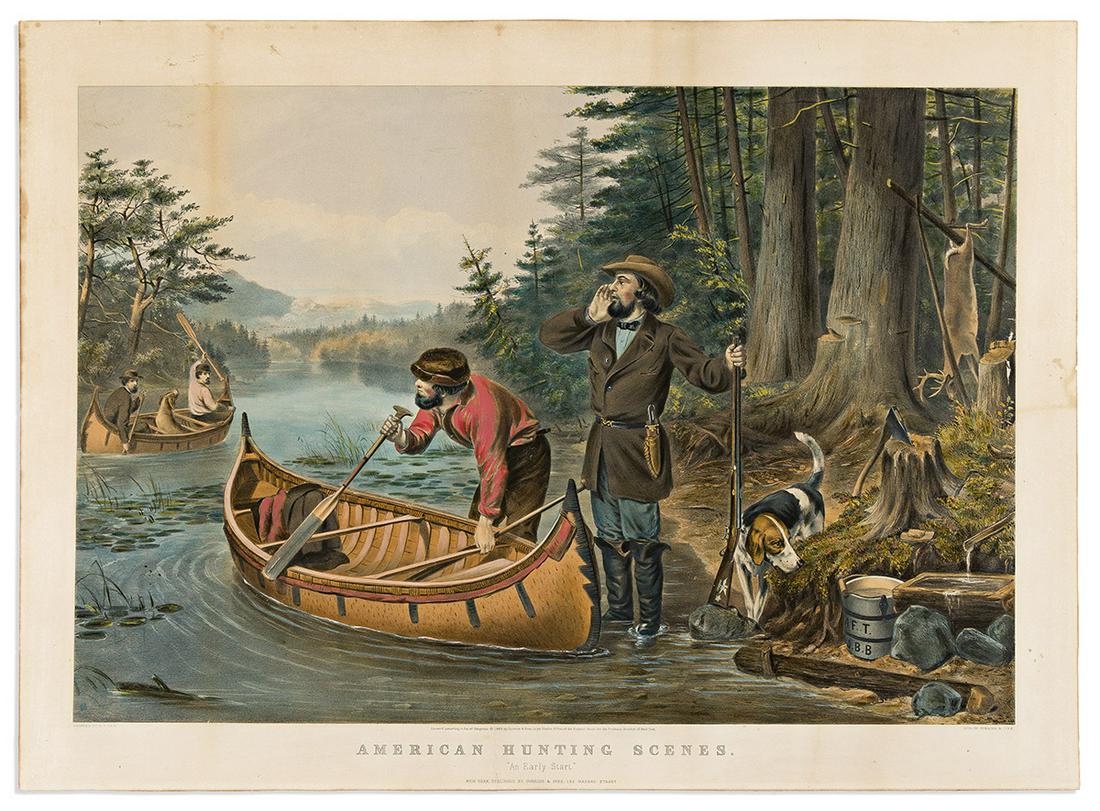 CURRIER & IVES; after A.F. Tait. American Hunting Scenes. "An Early Start". (1 of 1)