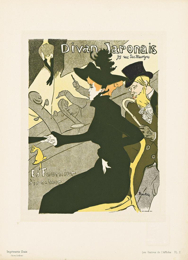 HENRI DE TOULOUSE-LAUTREC (1864-1901).  DIVAN JAPONAIS. Maitres de l'Affiche pl. 2. 1896. 15¾x1 (1 of 1)