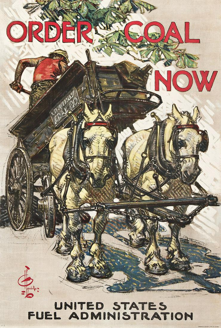 JOSEPH C. LEYENDECKER (1874-1951).  ORDER COAL NOW. 1918. 29½x20 inches, 75x51 cm. Edwards and  (1 of 1)