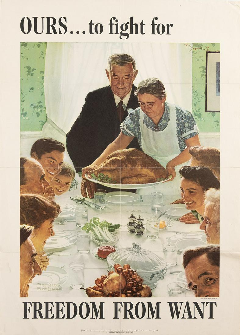 NORMAN ROCKWELL (1894-1978).  [THE FOUR FREEDOMS / SATURDAY EVENING POST]. Group of 6 posters. 1940s (1 of 4)