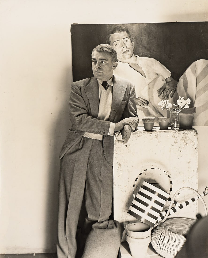 CECIL BEATON (1904-1980) Portrait of the photographer Horst P. Horst (1909-1999).: CECIL BEATON (1904-1980) Portrait of the photographer Horst P. Horst (1909-1999). Silver contact print, the image measuring 244x200 mm; 9x7⅞ inches, the sheet slightly larger, with Beaton's cred