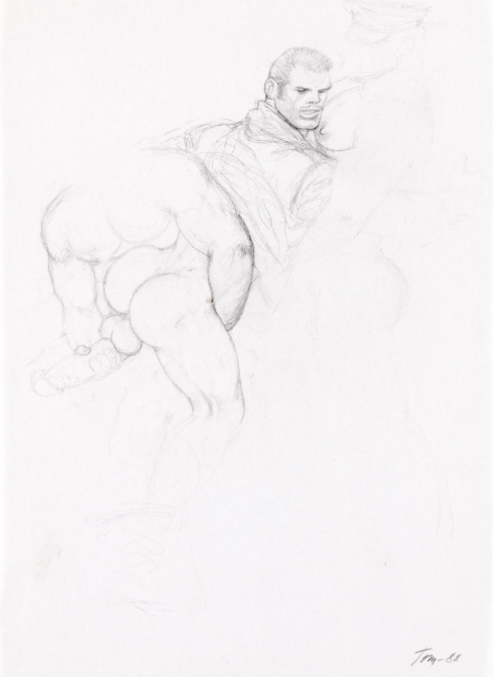 TOM OF FINLAND (1920-1991) Untitled (preparatory drawing of three men) (1 of 1)