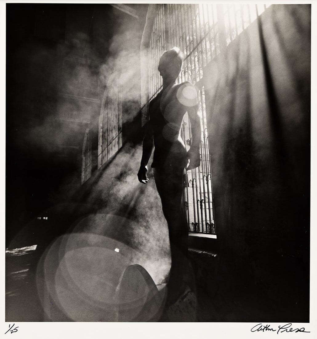 ARTHUR TRESS (1940 - ) Standing nude figure.: ARTHUR TRESS (1940 - ) Standing nude figure. Silver print, the image measuring 273x260 mm; 10¾x10¼ inches, the sheet 355x279 mm; 14x11 inches, with Tress' signature and edition notation 1/25