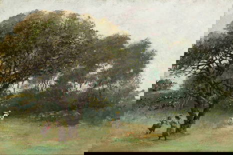 WILLIAM MORRIS HUNT Foggy Morning at Magnolia (Magnolia, Swinging in a Foggy Morning, from Studio: WILLIAM MORRIS HUNT Foggy Morning at Magnolia (Magnolia, Swinging in a Foggy Morning, from Studio Door, Looking Seaward). Oil on canvas, 1877. 510x760 mm; 20â…›x30 inches. Provenance: Estate of t