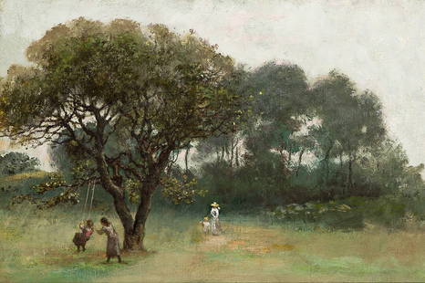 WILLIAM MORRIS HUNT Foggy Morning at Magnolia (Magnolia, Swinging in a Foggy Morning, from Studio: WILLIAM MORRIS HUNT Foggy Morning at Magnolia (Magnolia, Swinging in a Foggy Morning, from Studio Door, Looking Seaward). Oil on canvas, 1877. 510x760 mm; 20â…›x30 inches. Provenance: Estate