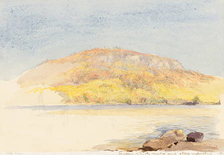 JOHN HENRY HILL Lake George, October 15, 1873.: JOHN HENRY HILL Lake George, October 15, 1873. Watercolor on cream wove paper, 1873. 174x251 mm; 6â…žx9â…ž inches. Dated in watercolor by the artist, and inscribed "excellent only sky careless