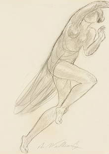 ABRAHAM WALKOWITZ Isadora Duncan.: ABRAHAM WALKOWITZ Isadora Duncan. Pencil on thin wove paper, 1910-20. 244x191 mm; 9½x7½ inches. Signed in pencil, lower center recto. Provenance: Private collection, Philadelphia.