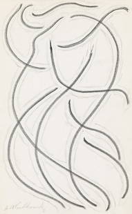 ABRAHAM WALKOWITZ Group of 4 abstract pencil drawings of Isadora Duncan.: ABRAHAM WALKOWITZ Group of 4 abstract pencil drawings of Isadora Duncan. Circa 1915. Each signed in pencil, lower recto. Various sizes and conditions. Provenance (all): Estate of the artist; Zabriskie