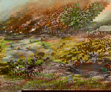 MOLLY LUCE Salvage.: MOLLY LUCE Salvage. Oil on canvas, 1938. 510x620 mm; 20x24¼ inches. Signed and dated in oil, lower left recto. Provenance: Childs Gallery, Boston, with the label; private collection, New York. Lu