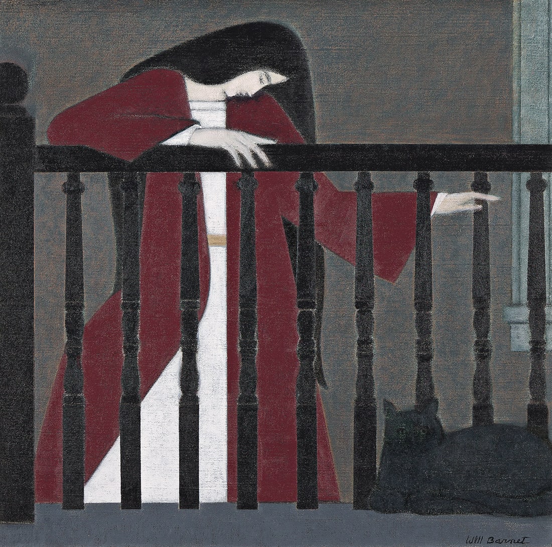 WILL BARNET Sleep Walk.: WILL BARNET Sleep Walk. Oil on canvas, 1979. 740x745 mm; 29â…›x29â…œ inches. Signed in oil, lower right recto, and titled in ink on the stretcher. Provenance: Irving Galleries, Palm Beach; pr