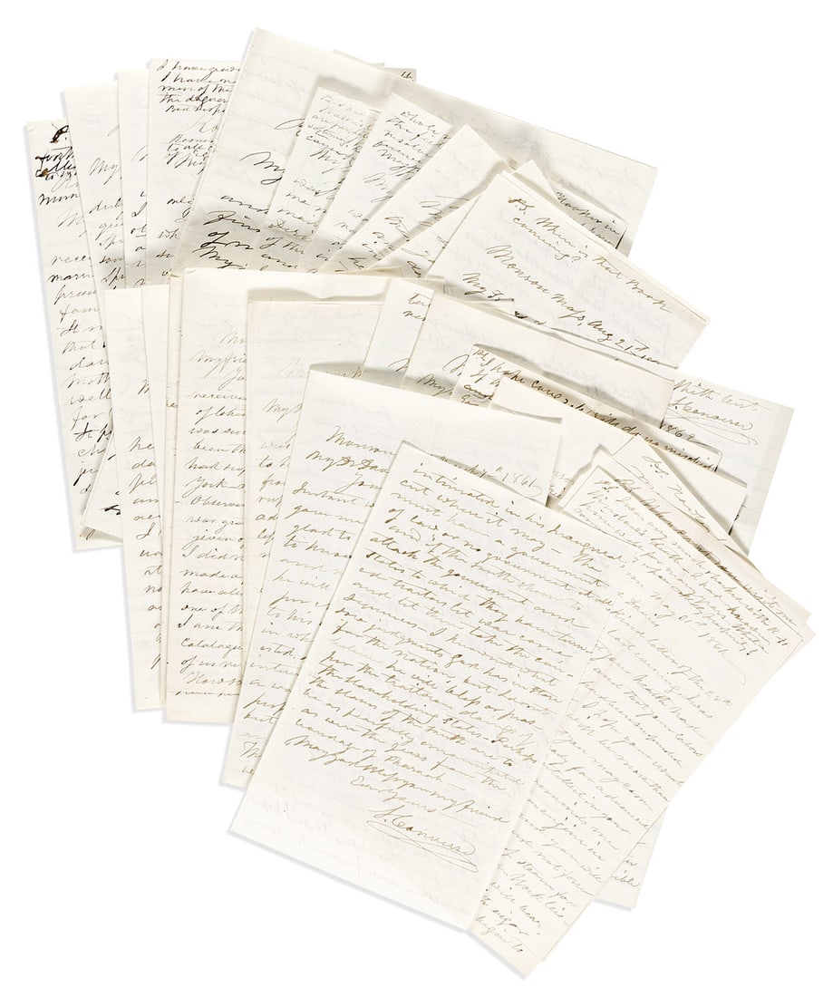 (CIVIL WAR--MASSACHUSETTS.) Sherman Converse. An observant civilian reflects on the war in frequent: (CIVIL WAR--MASSACHUSETTS.) Sherman Converse. An observant civilian reflects on the war in frequent letters to his old friend. 34 Autograph Letters Signed to Yale classmate Rev. Thomas Frederick Davie