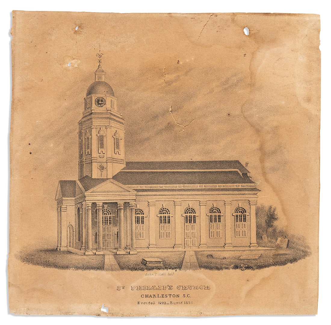 (SOUTH CAROLINA.) John P. Hall, engraver. St. Phillip's Church, Charleston S.C., Erected 1723, Burnt (1 of 1)