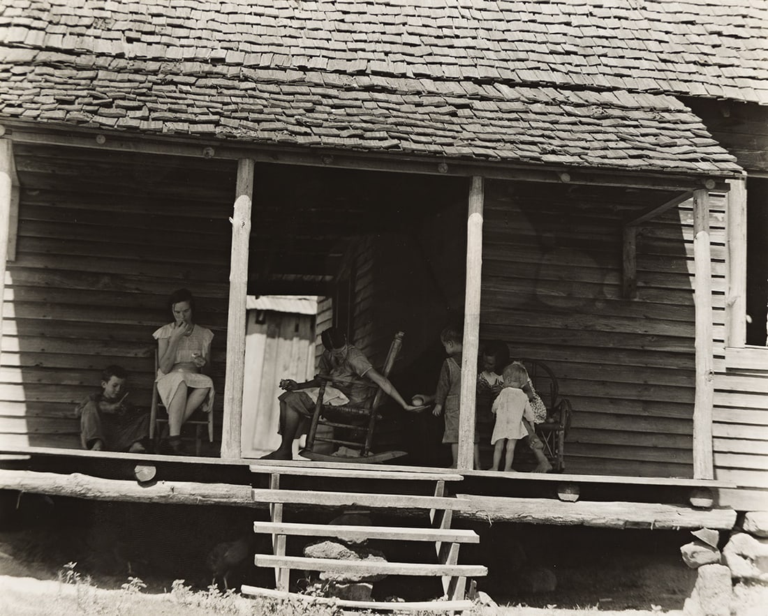 WALKER EVANS (1903-1975) Family and Home of Floyd Burroughs, Hale County, Alabama.: WALKER EVANS (1903-1975) Family and Home of Floyd Burroughs, Hale County, Alabama. Silver print, the image measuring 7x9 inches (19.4x23.8 cm.). 1936This image is alternatively titled Allie Mae Burrou