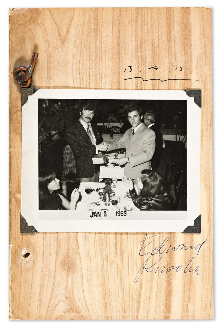 EDWARD RUSCHA and BILLY AL BENGSTON. Business Cards.: EDWARD RUSCHA and BILLY AL BENGSTON. Business Cards. Illustrated with reproductions of photographs by Larry Bell and Ken Price, with collaged elements, including Ruscha's and Bengston's business cards