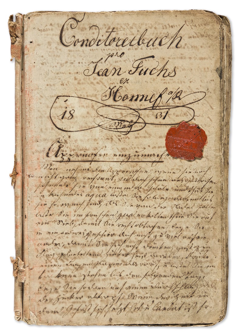 Fuchs, Jean (b. 1809; fl. circa 1830) Handwritten Pastry Recipe Book and Passport. (1 of 3)