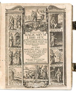 Del Rio, Martin (1551-1608) Disquisitionum Magicarum Libri Sex.: Del Rio, Martin (1551-1608) Disquisitionum Magicarum Libri Sex. Cologne: Hermann Demen, 1679.Quarto, engraved title page with vignettes, contents printed in two columns; bound in full contemporary alu