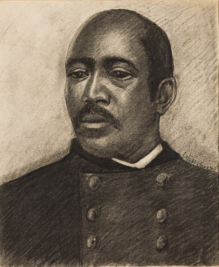 LOÏS MAILOU JONES (1905 - 1998) Martin Delany.: LOÏS MAILOU JONES (1905 - 1998) Martin Delany. Charcoal on buff wove paper, 1938. 406x330 mm; 16x13 inches. Signed in charcoal, lower right .Provenance: the James K. Hill collection.Illustrated: