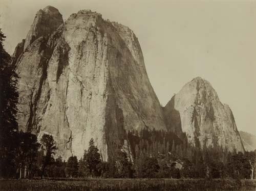 WATKINS, CARLETON (1829-1916) "Cathedral Rocks: WATKINS, CARLETON (1829-1916) "Cathedral Rocks, Yosemite." Albumen print, 15 1/2x20 1/2 inches (39.4x52.1 cm.). 1865-66 Carleton E. Watkins: Photographs 1861-1874, pl. 9. All items are offer