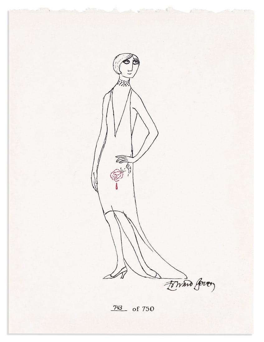 (GOREY, EDWARD.) STOKER, BRAM. Dracula, the Definitive Edition.: (GOREY, EDWARD.) STOKER, BRAM. Dracula, the Definitive Edition. Illustrations, endpapers, and cover by Gorey. Folio, silver-stamped black cloth, pictorial paper label laid down to front cover; origina