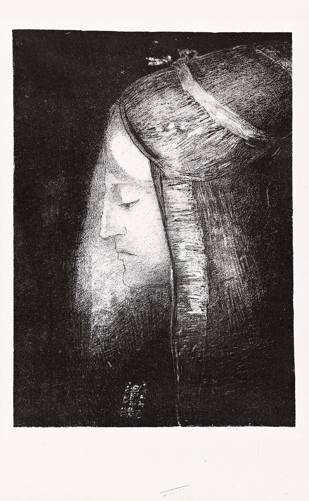 ODILON REDON Profil de Lumière.: ODILON REDON Profil de Lumière. Lithograph on Chine volant, 1886. 339x240 mm; 13¼x9½ inches, full Edition of 50. Printed by Lemercier, Paris. A very good, richly-inked impression of thi