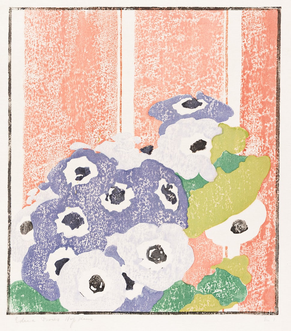 EDNA BOIES HOPKINS Cineraria (Anemones; Purple Zinnias). (1 of 1)