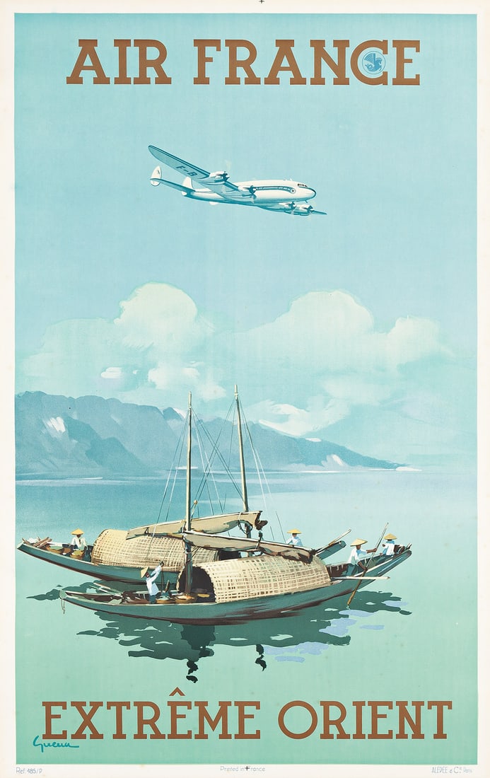 VINCENT GUERRA (DATES UNKNOWN).  AIR FRANCE / EXTRÊME ORIENT. 1950. 39¼x24¾ inches, 9 (1 of 1)