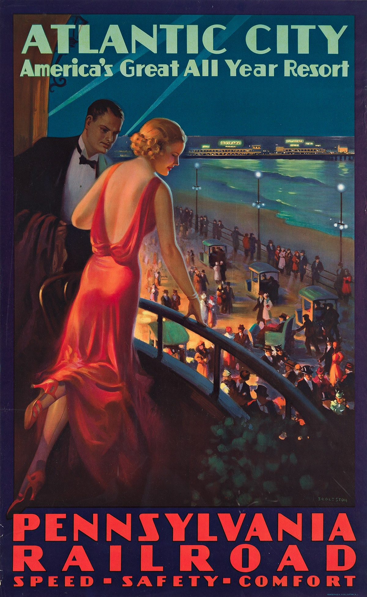 EDWARD M. EGGLESTON (1883-1941).  ATLANTIC CITY / PENNSYLVANIA RAILROAD. Circa 1935. 40½x25 inc (1 of 1)