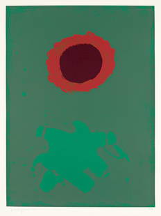 ADOLPH GOTTLIEB Chrome Green.: ADOLPH GOTTLIEBChrome Green.Color screenprint on Arches, 1972. 605x450 mm; 23x17¾ inches, full margins. Signed, dated and 125/150 in pencil, lower margin. Printed by Kelpra Studio, London, with