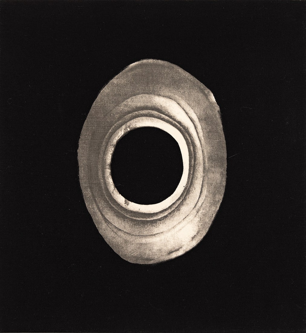 LEE BONTECOU Silkscreen.: LEE BONTECOU Silkscreen. Screenprint on muslin mounted on illustration board, 1967. 355x330 mm; 14x13 inches, full margins. Signed and numbered 65/200 in pencil, lower margin. Published by Tanglewood