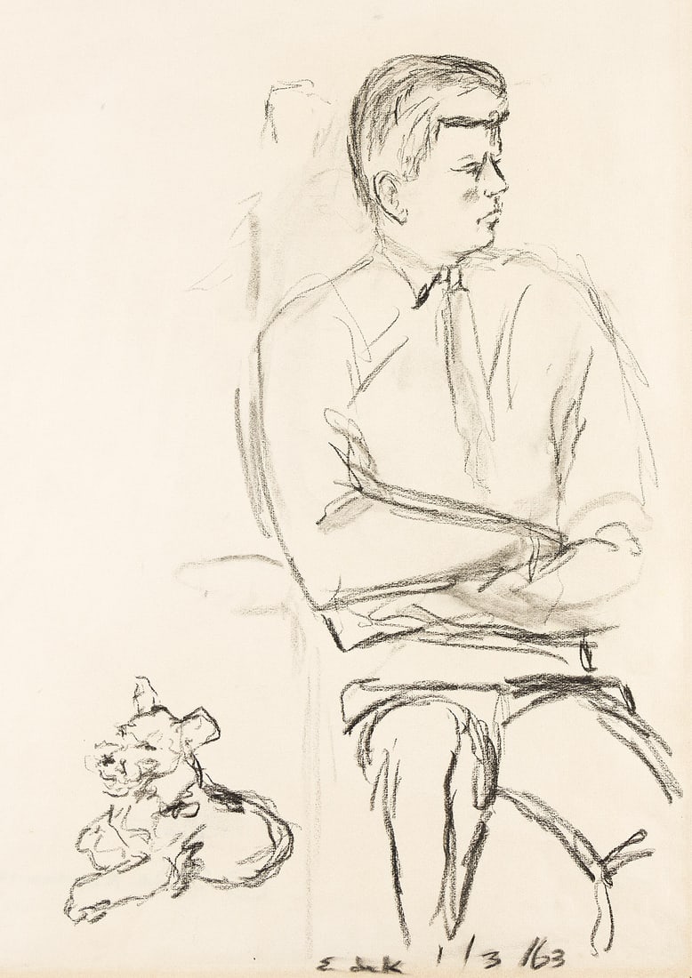 ELAINE DE KOONING John F. Kennedy, Seated with Dog. (1 of 1)