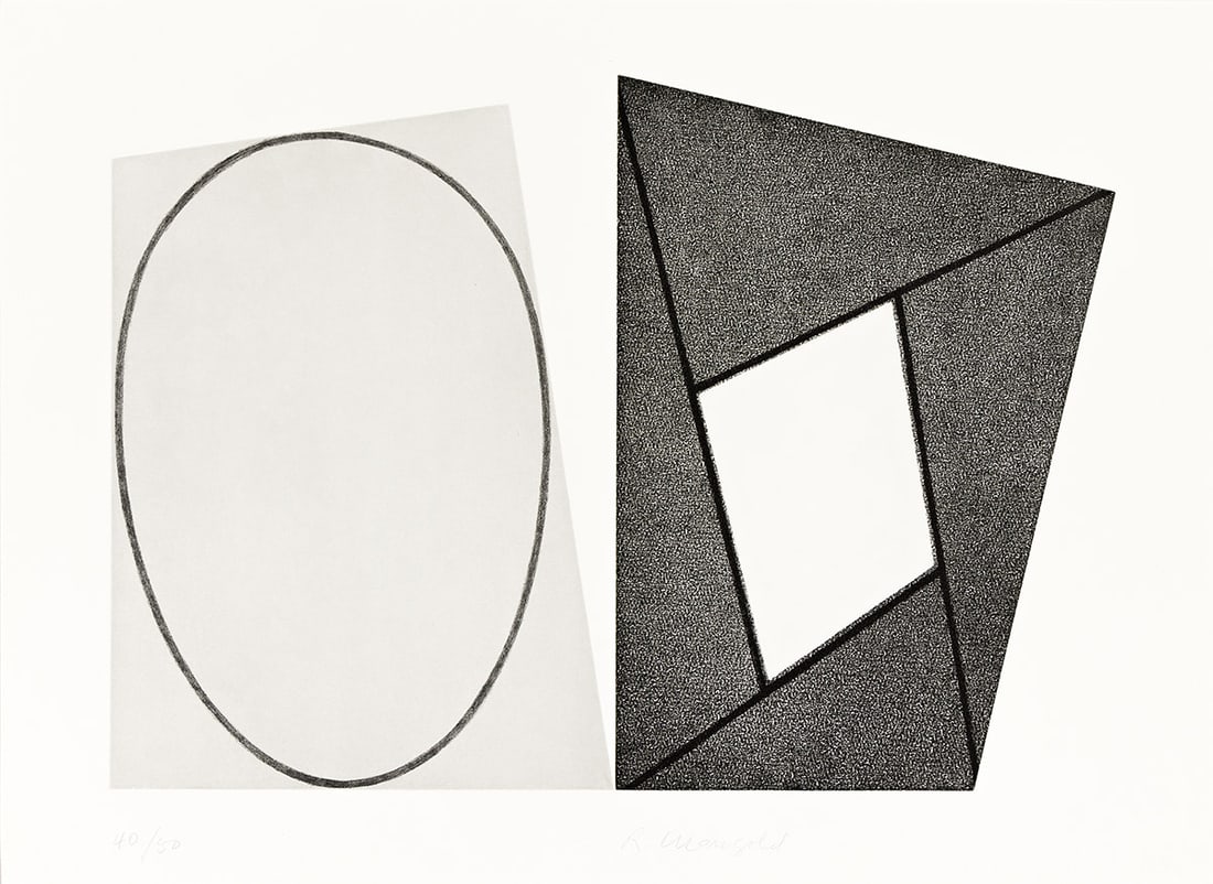 ROBERT MANGOLD Frames and Ellipses B.: ROBERT MANGOLD Frames and Ellipses B. Soft-ground etching and aquatint on Rives BFK, 1988. 425x600 mm; 16x23 inches, full margins. Signed and numbered 40/50 in pencil, lower margin. Published by Paras
