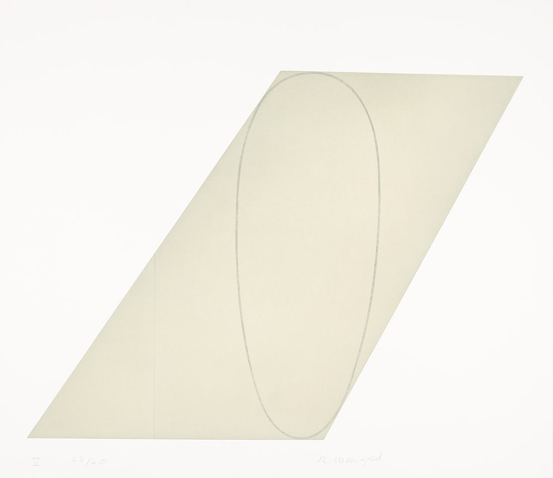 ROBERT MANGOLD V from Attic Series I.: ROBERT MANGOLD V from Attic Series I. Color aquatint with etching on Somerset Satin paper, 1990-91. 605x802 mm; 23x31 inches, full margins. Signed, inscribed "V" and numbered 23/60 in pencil, lower ma