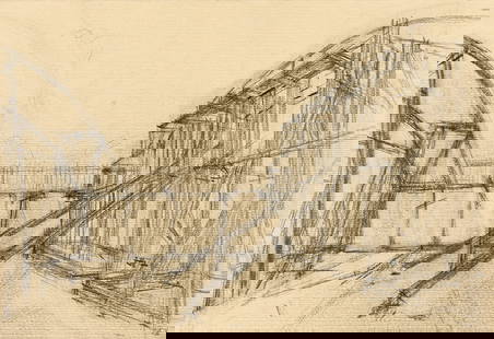 RACKSTRAW DOWNES Chinati, West Concrete Building Interior * Chinati, East Concrete Building: RACKSTRAW DOWNES Chinati, West Concrete Building Interior * Chinati, East Concrete Building Interior. Pair of pencil drawings on tan wove paper, 1998. Each 153x230 mm; 6x9 inches. Each titled, dated,